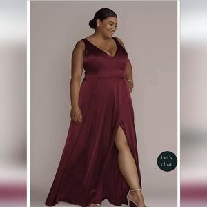 David's Bridal Deep Red Maxi Dress